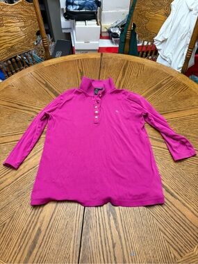 Ralph Lauren Lauren Button-Front Polo Top - Bright Fuchsia